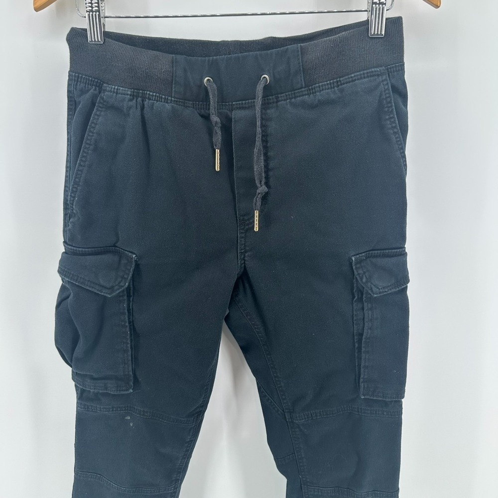 H&M Skinny Fit Cargo Joggers Pants Unisex XS Black Mid Rise Comfort Drawstring